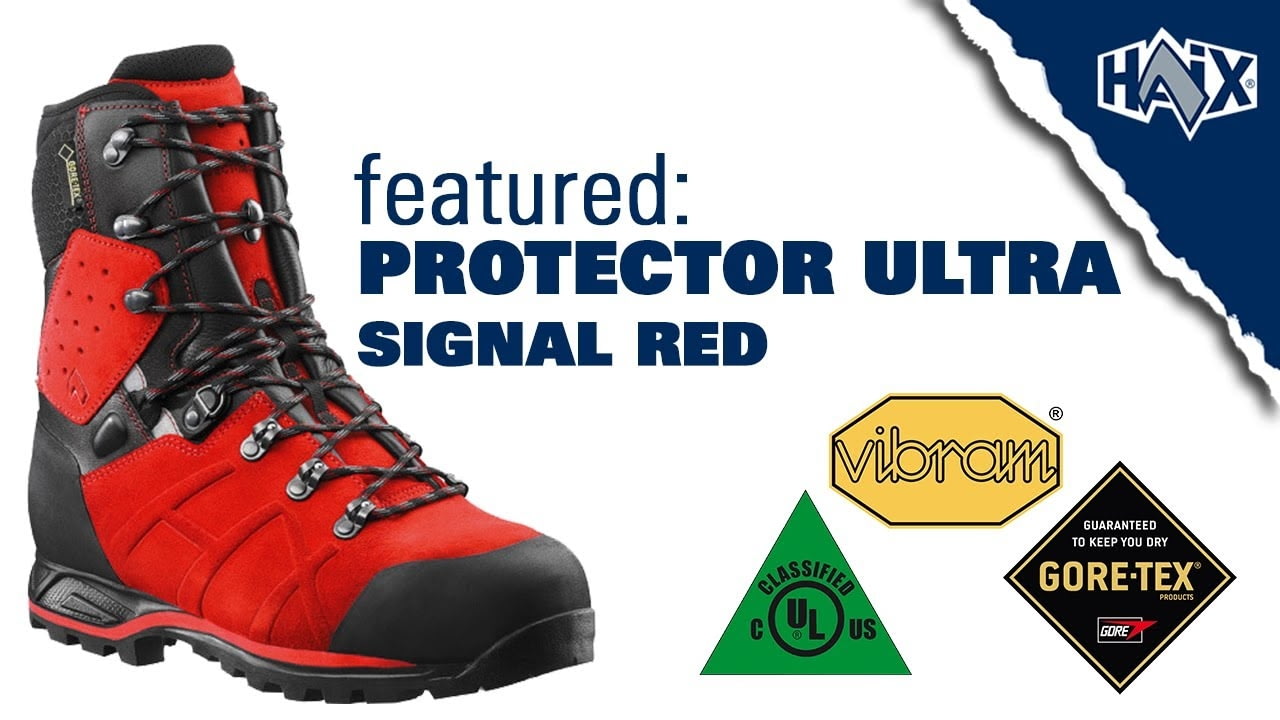 opplanet haix protector ultra work boots signal red video