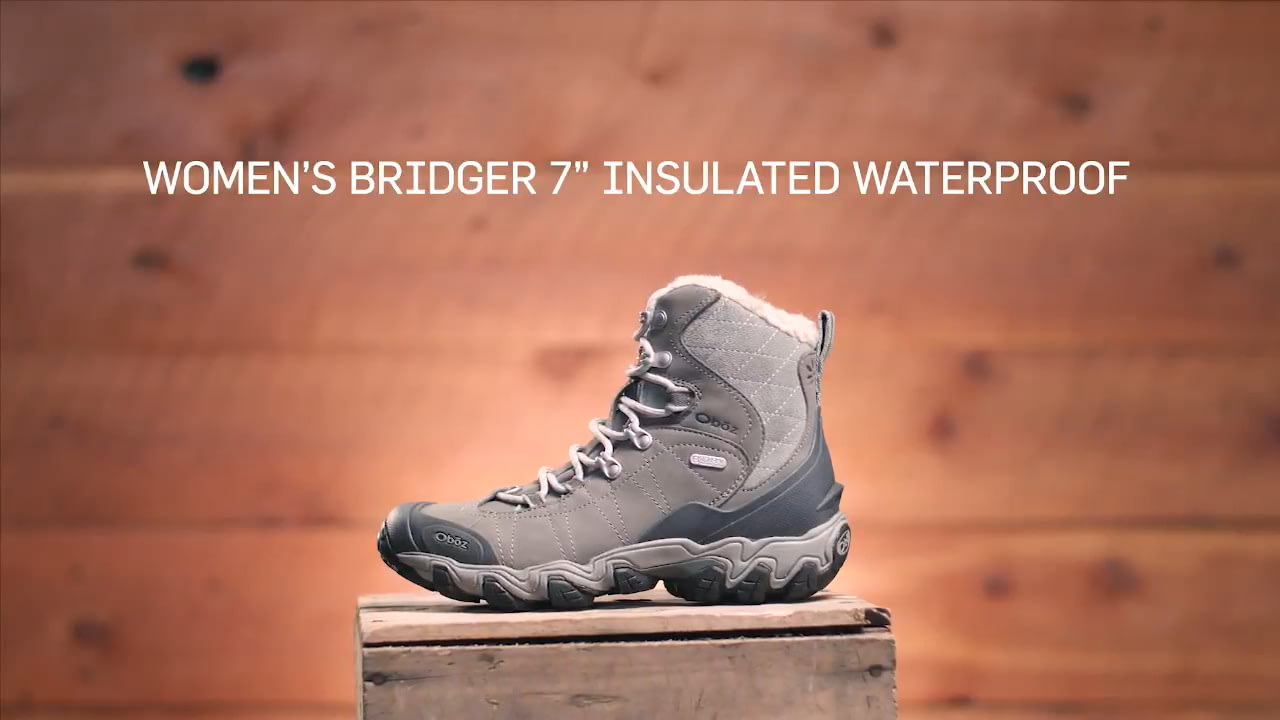 opplanet oboz womens bridger 7in insulated b dry winter shoes video