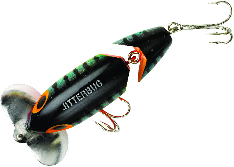 Arbogast Jitterbug Clicker Fishing Lure- Black - 2 in