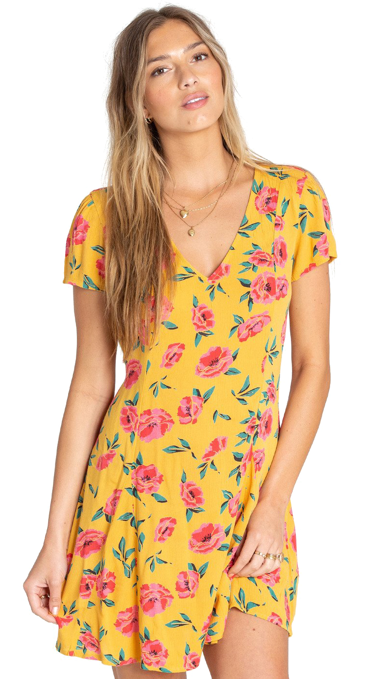 billabong yellow floral dress