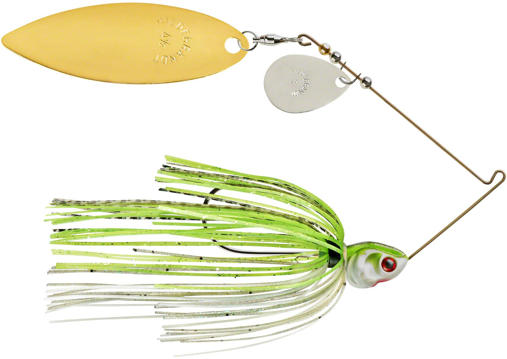 White Spinnerbait - Smooth Nickel Indiana and Gold Colorado Blades