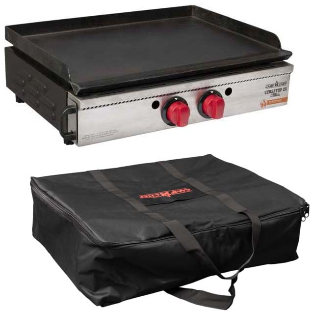 Camp Chef Mountain Rainier 2X Two-Burner Cooking System w/ Griddle/Carry  Bag