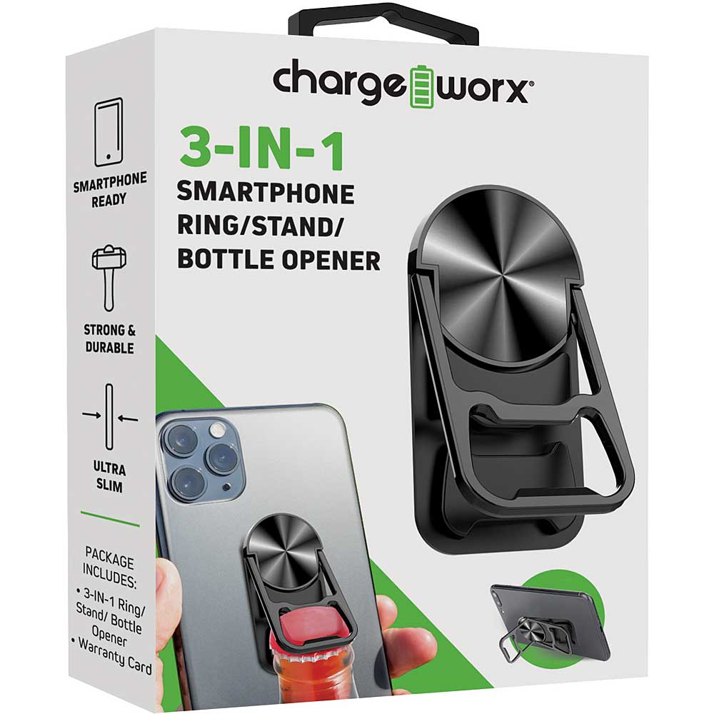 Chargeworx 3 in 1 Cell Phone Ring CHA CX5228BK CampSaver