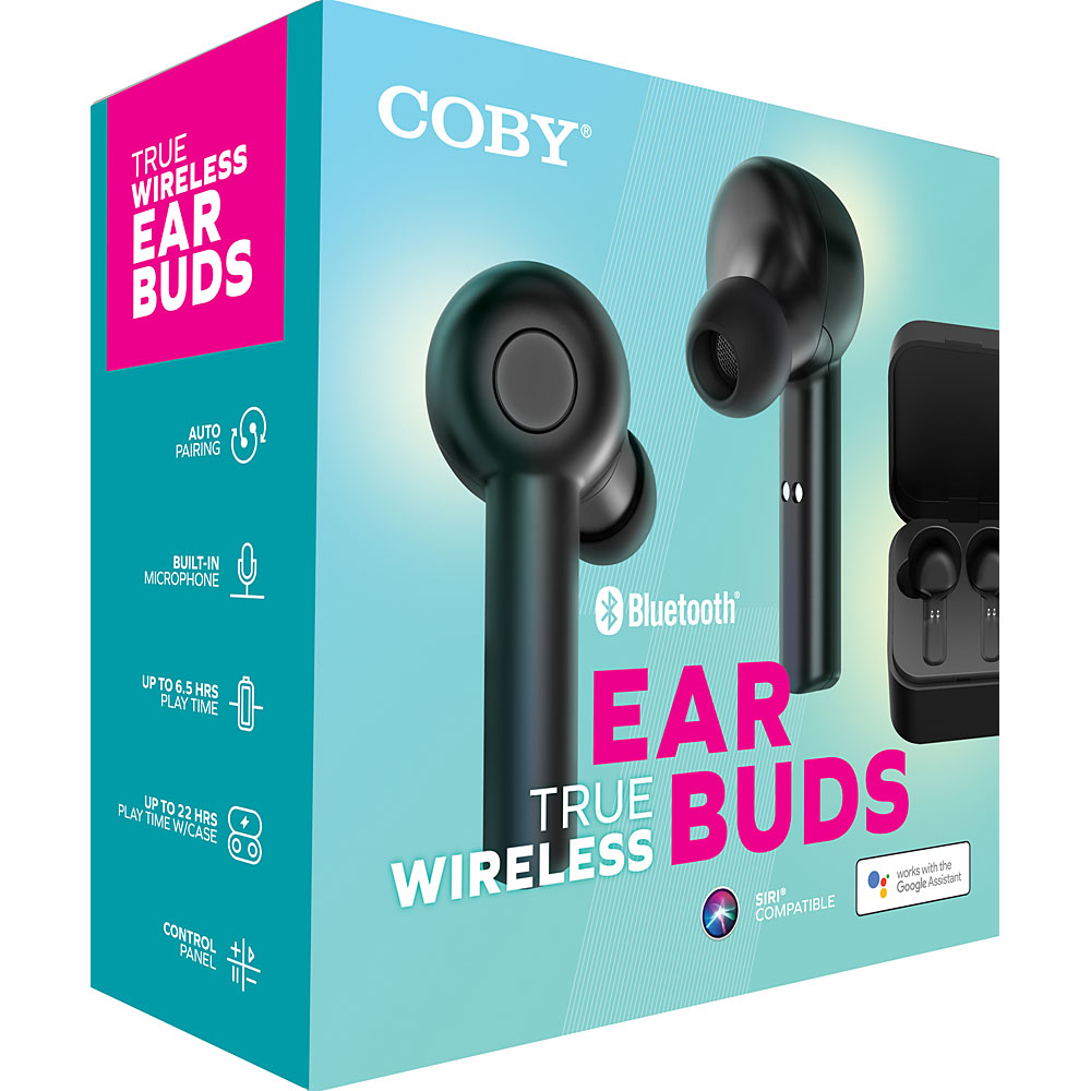 Coby black cheap bluetooth wireless earbuds