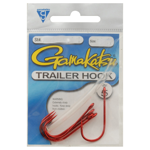 Gamakatsu Trailer Hook Red 1/0, 5 Hooks P/P 210311 , 22% Off