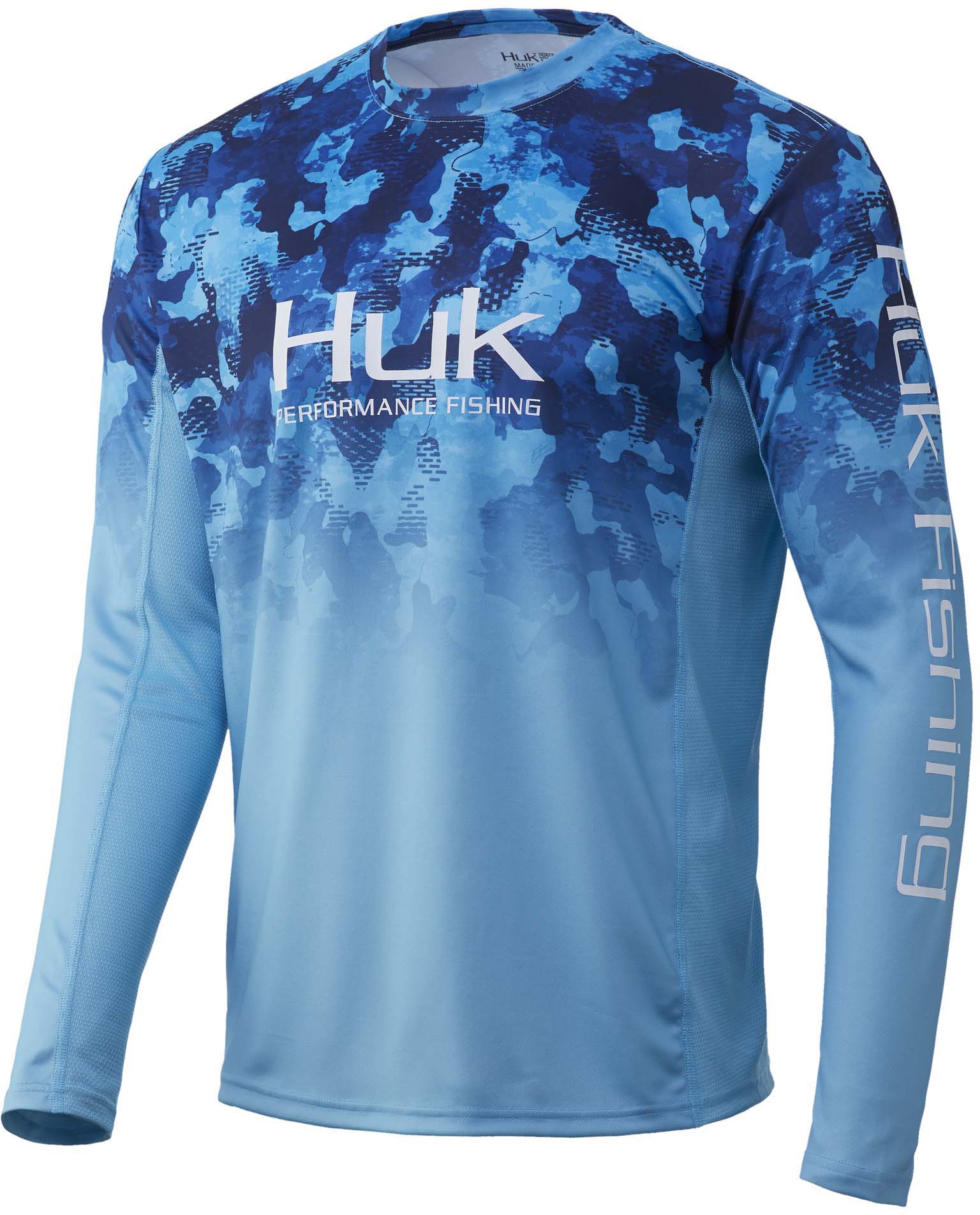 Huk Youth Icon X Refraction Camo Bluefin X-Small Long Sleeve Fishing Shirt  
