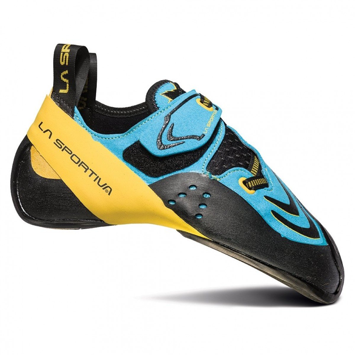 blue climbing shoes