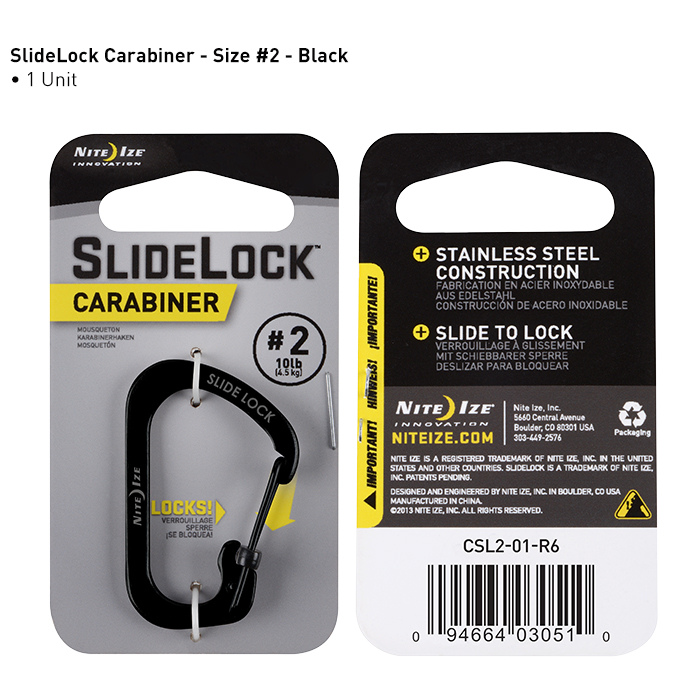 Black Niteize Slidelock Carabiner Stainless Steel #2