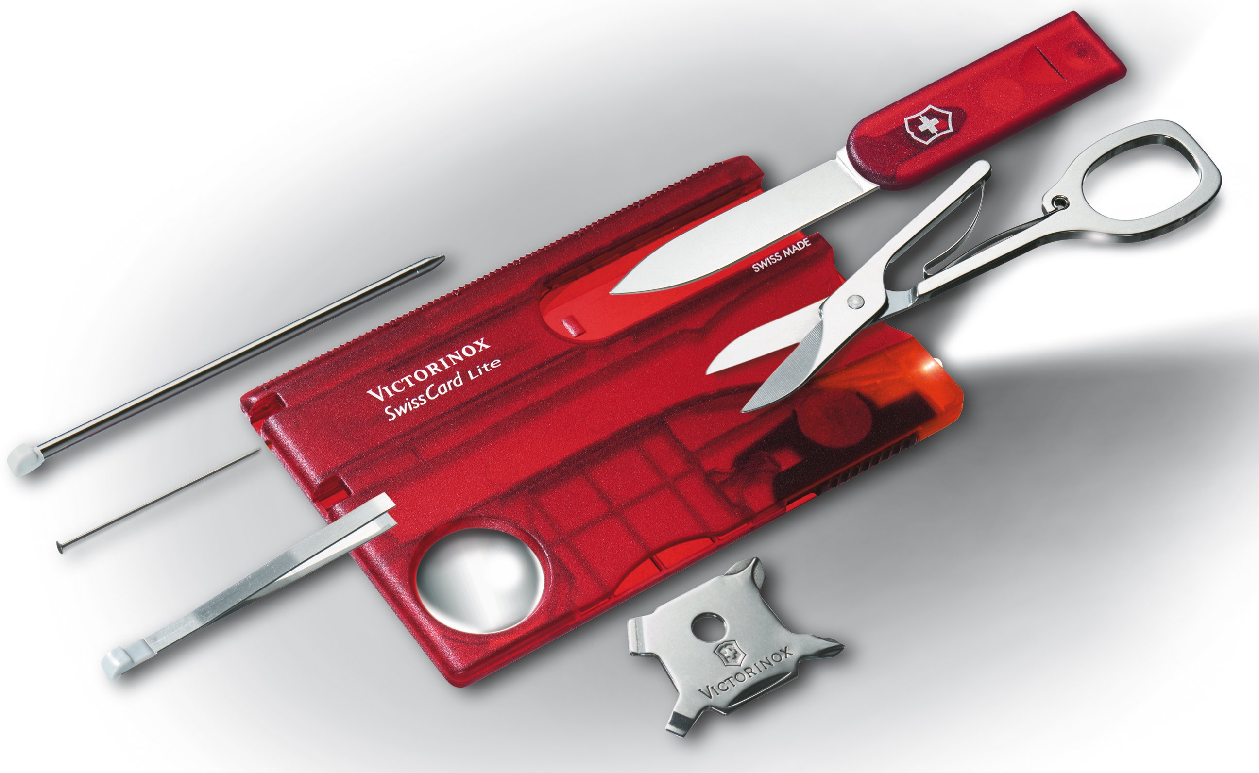 Victorinox Spartan Lite, Swiss pocket knife, transparant red