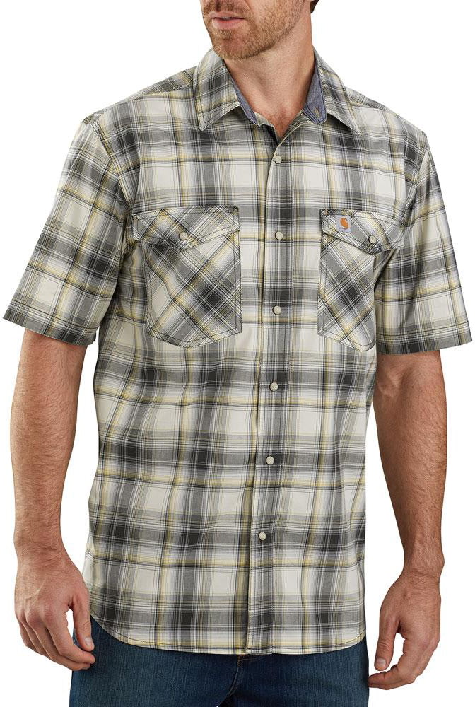 Carhartt Rugged Flex Lightweight Short-Sleeve Snap-Front Plaid Shirt ...