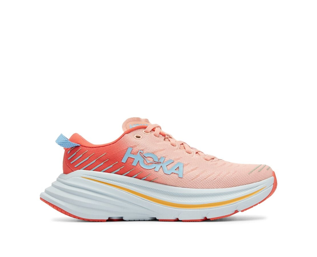 Hoka Bondi X Road Running Womens, Camellia / Peach Parfait — Womens