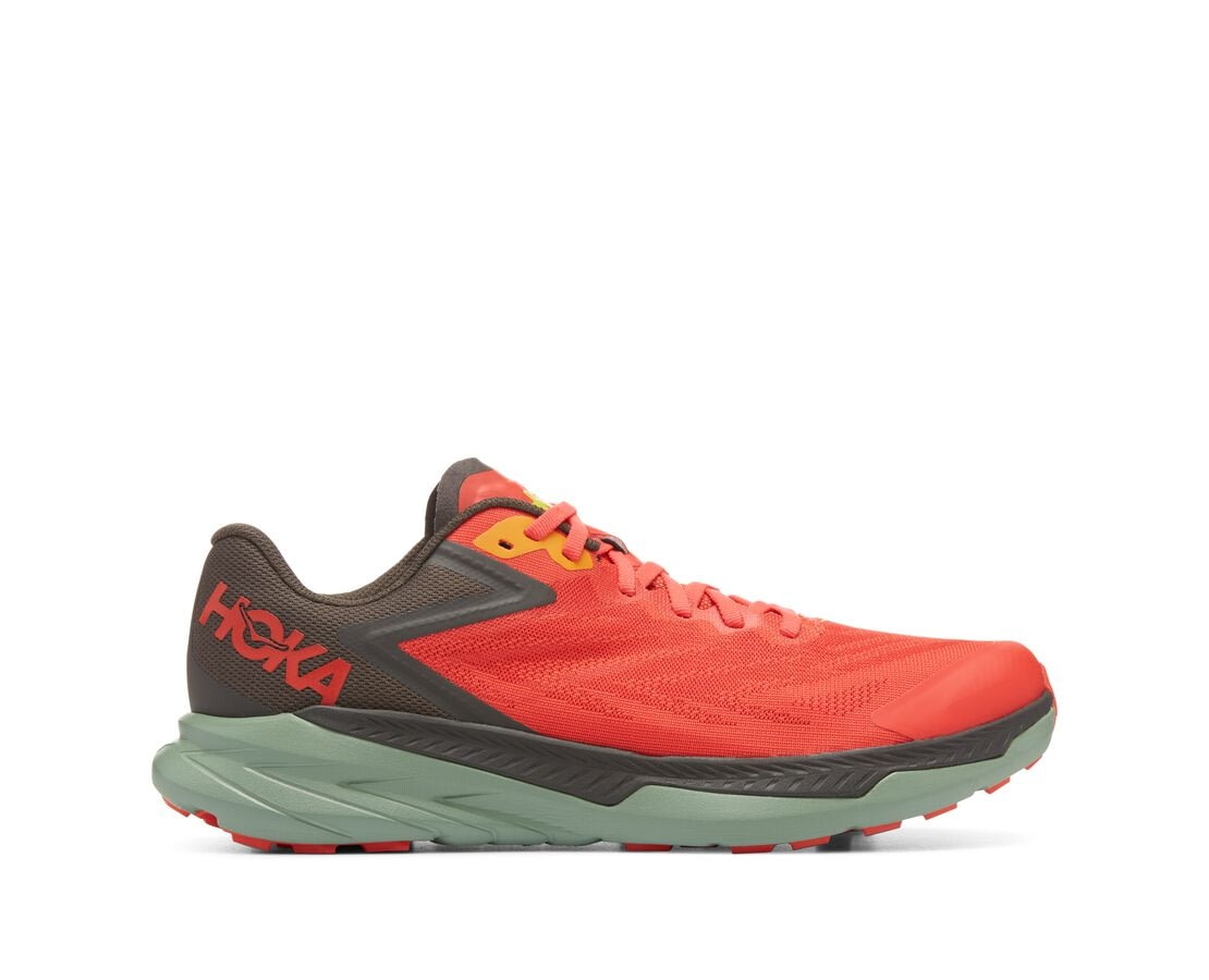Hoka Zinal Trailrunning Shoes Mens, Fiesta / Black Olive, — Mens Shoe