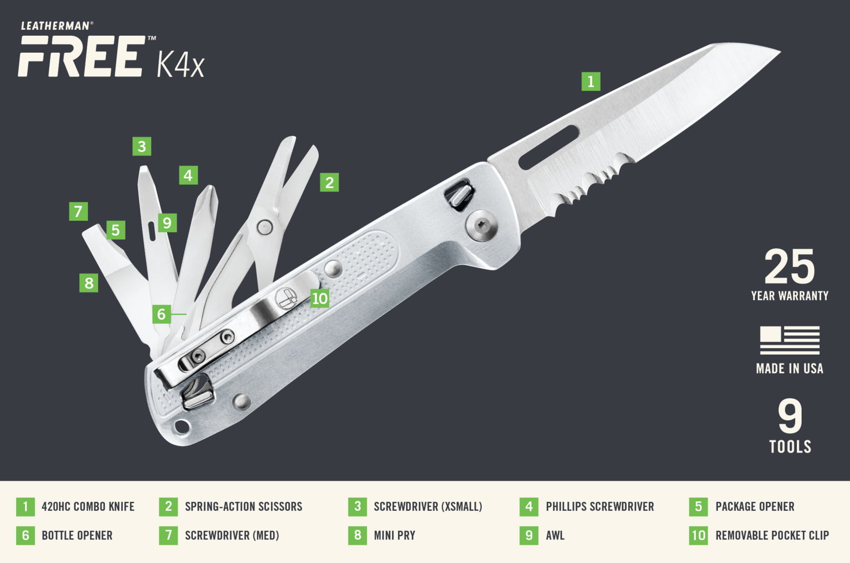 Leatherman FREE K4x Folding Knives 832660 with Free S&H — CampSaver