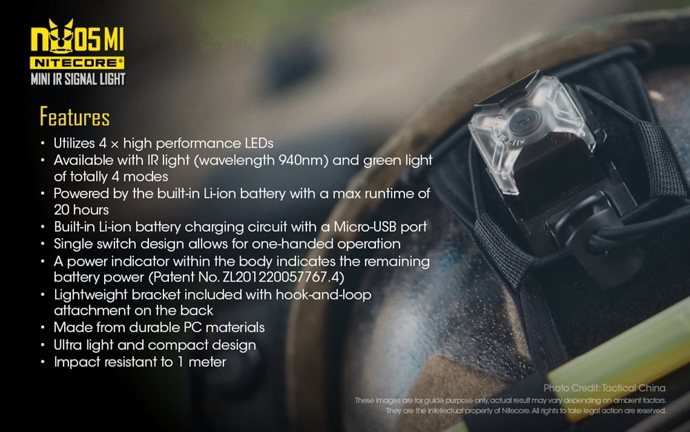 Nitecore NU05 MI Green and IR Infrared Wearable USB Rechargeable Signal