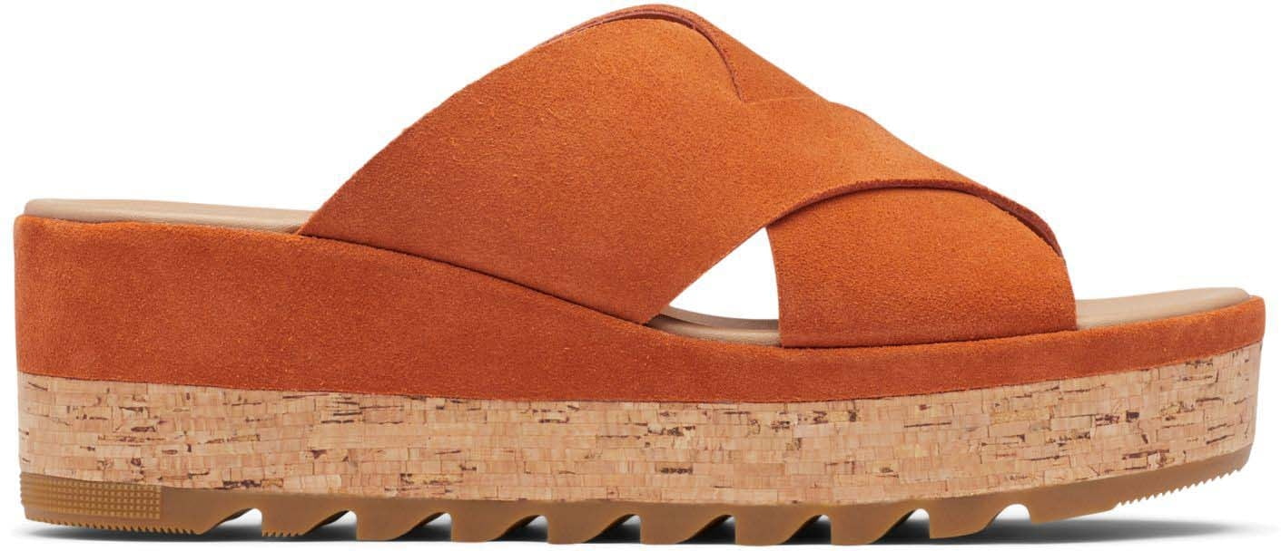 Sorel Cameron Flatform Mule Wedge Sandals Suede Women — Womens Shoe 