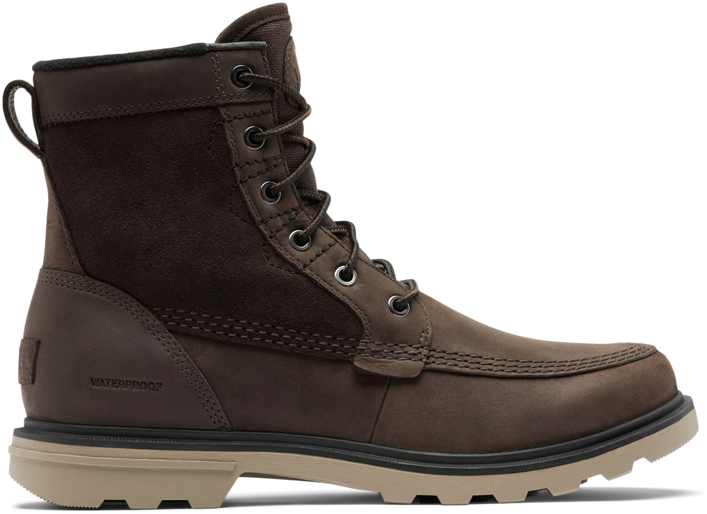 Sorel Carson Storm Waterproof Boot Mens, Blackened Brown, — Mens Shoe