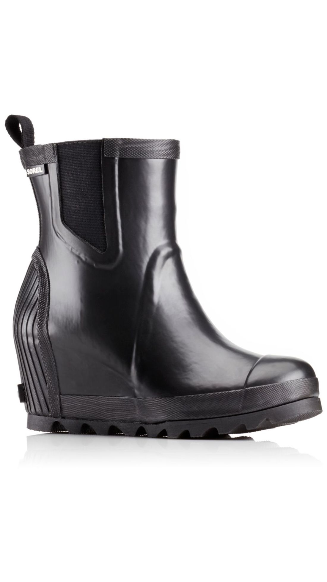 Sorel Joan Rain Wedge Chelsea Boot Women's, Black, — Womens Shoe Size