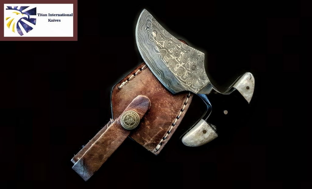 Titan Damascus Steel Fixed Blade Push Skinner Knife, 4.2in TDK91 , 63